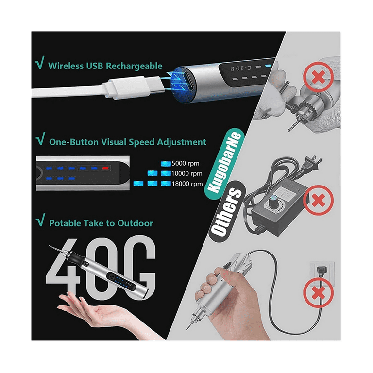 USB Customizer Professional Engraving Pen 30 Bits, Rechargeable Engraving Pen Cordless, Engraver Tool for Metal, Other