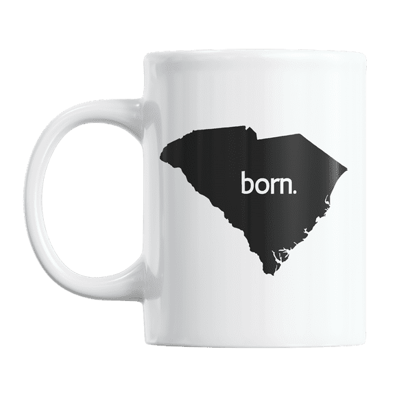 South Carolina Born & SC USA State Map, US Citizen Coffee & Tea Mug Cup (11oz)