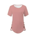 thumbnail image 4 of Sweet Home Farm Short Sleeve Shirts for Women Spring Round Neck Irregular Curved Splicing With Loose Casual T Shirt T Shirts for Women Pink, 4 of 4