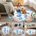 thumbnail image 5 of Seahorse Coastal Round Area Rug 8Ft Washable Large Circle Rugs for Living Room Dorm, Summer Nautical Starfish Coral Ocean Non-Slip Carpet Floor Mats Indoor Outdoor Carpet Runner Aesthetic Home Decor, 5 of 8