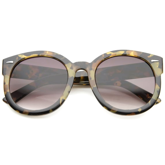sunglassLA - Modern Block Tortoise Thick Frame Gradient Lens Oversize Round Sunglasses - 52mm