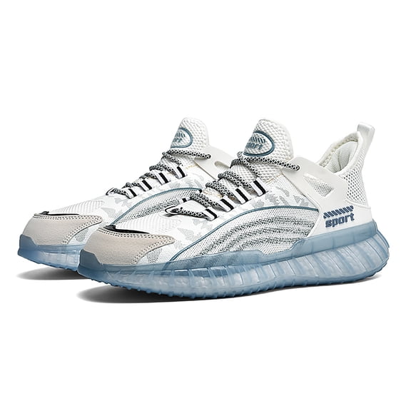 Men's Breathable Knit Athletic Sandals Sporty Cushioned Running Sandals with Transparent Sole for Training Daily Wear