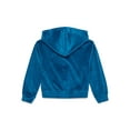 thumbnail image 2 of Wonder Nation Girls Long Sleeve Zip Front Velour Hoodie, Sizes 4-18 & Plus, 2 of 3