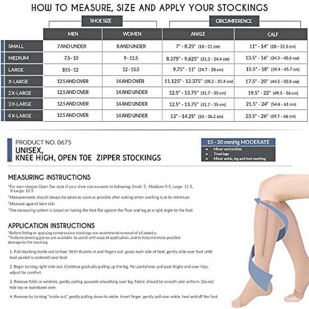  Truform Zipper Compression Stockings, 15-20 mmHg