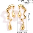 thumbnail image 6 of Irregular WaterDrop Earrings, Melted Liquid Asymmetrical Stainless Steel Drop Earrings Vintage Exaggerated Embrace Minimalist Earrings Gold Statement Earrings for Women, 6 of 6