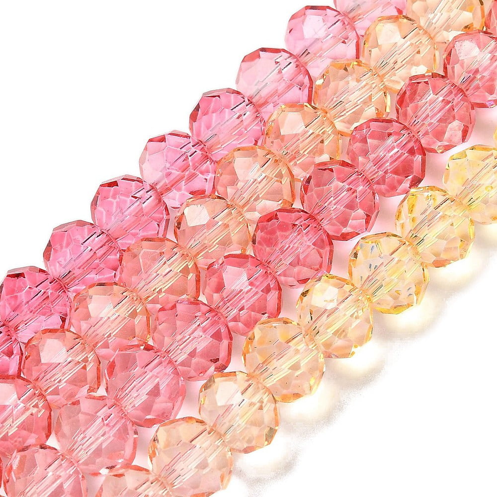 Transparent Painted Glass Beads Strands Faceted Rondelle Red 6x5mm Hole: 1mm about 80pcs/strand 16.54''(42cm)