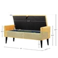 thumbnail image 4 of Dazone Armed Indoor Storage Bench With 2 Round Pillows, 47 inches Ottoman with Storage, Velvet Bench Safety Hinge Ottoman Armrest, Large Storage Bench,for Bedroom Living Room Porch Entryway, Yellow, 4 of 9