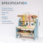 ROBUD Tool Bench Set for Toddlers - Mini Wooden Work Bench for Kids 3+, Construction Toys w/Wooden Tools, Educational Pretend Play Gift Building Toy Tools Set