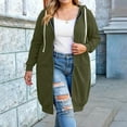 thumbnail image 2 of Nokdvo Womens Zip Up Hoodies Plus Size Long Tunic Hooded Sweatshirts Y2k Casual Fleece Jacket Fall Winter Cardigan Coat with Pockets Army Green 3XL, 2 of 4