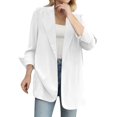 thumbnail image 1 of Gibobby Blazer de mujer elegante Blazer de algodón para mujer manga larga holgada casual chamarra(Blanco,XL), 1 of 5