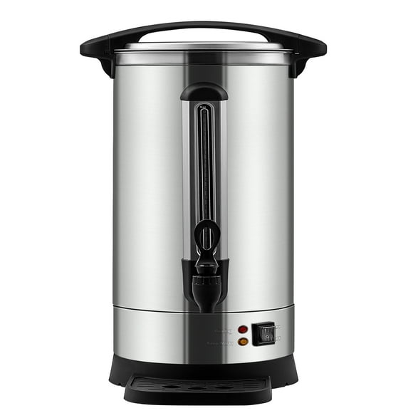 KFFKFF Commercial Coffee Urn, 65 Cups Stainless Steel Large Coffee Dispenser, 1500W 110V Electric Coffee Maker Urn For Quick Brewing, Hot Water Urn with Detachable Power Cord for Easy Cleaning, Silver