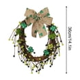 thumbnail image 3 of St. Patrick's Day Wreath with Bow, Fall Decor Wreaths for Front Door, Realistic Pine Wreath, Large Green Cypress Wreaths for Home Fireplace Wall Window Porch Outdoor Xmas Holiday Decor (B, 14.15"), 3 of 8