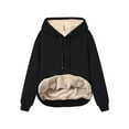 thumbnail image 3 of CHICTRY Womens Fleece Lined Hoodie Pullover Sports Jogging Tops with Kangaroo Pocket Casual Drawstring Sweatshirt Black XL, 3 of 5