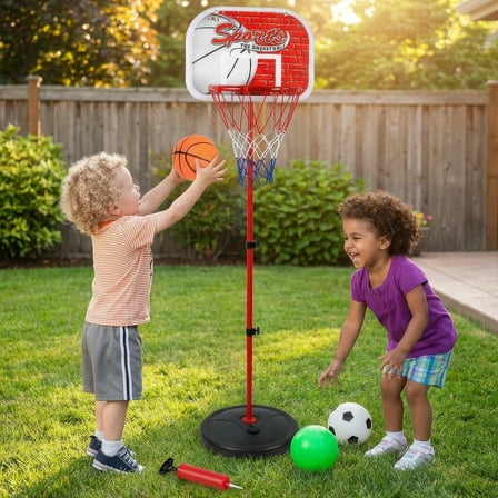 Basketball Hoop for Kids Toy Set with 3 Balls Adjustable Height Stand 2-4 ft Indoor & Outdoor Play for Toddler Boy & Girl