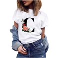 thumbnail image 1 of Gibobby Blusas Casual T Camisa impresa Round Women's Casual Top Short Cuello de manga Fashion Women's Blose（Rojo， XL), 1 of 4