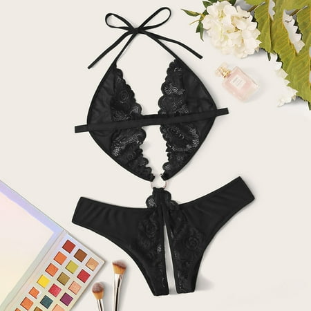 

Bessbest New Year S New Product Women Lace Deep V-Neck Lingerie Bodysuit One-Piece Garment Underwear