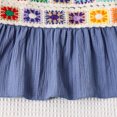 thumbnail image 6 of Girls Boho 2 Piece Outfit Size 6 Floral Crochet Ruffled Sleeveless Tank Tops Shorts Set Summer Clothes Blue, 5 Y, 6 of 7