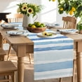 thumbnail image 3 of Blue Stripes Table Runner, Abstract Watercolor Gradient Blue White Stripes Washable Kitchen Table Runners Dress Scarves for Dining Table Decorations Party, 18x72in, 3 of 9