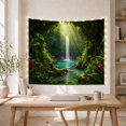 thumbnail image 5 of Tropical Rainforest Waterfall in Misty Canopy, Serene Boho for Nature Lovers, Botanical Wall Art Decor, Housewarming Gift Tapestry Wall Hanging for Bedroom and Living Room, 5 of 7
