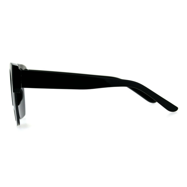 Womens Oversize Thick Half Rim Cat Eye Crop Bottom Sunglasses