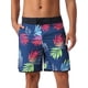thumbnail image 1 of INSPIRAR CHIC Pantalones de baño atléticos hawaianos con cintura elástica y cordón para hombres, 32, azul oscuro, 1 of 6