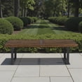 thumbnail image 3 of Tcbosik Outdoor Bench, 2-Person Garden Bench, Solid Wood Loveseat with Metal Legs for Porch, Park, Backyard, Easy Assembly, Brown & Black, 3 of 8