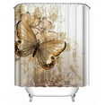 thumbnail image 4 of Golden Butterfly Artsy Pattern  Shower Curtain Sets,Bathroom Sets with Shower Curtain, Toilet Lid Cover, Bath Mat and Pedestal Rugs, 71" Shower Curtain with 12 Hooks for Bathroom Home Hotel Decor, 4 of 5