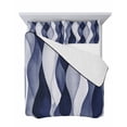 thumbnail image 7 of Quilts Queen Size Bedding Set, Navy Blue Lightweight Quilted Comforter, Modern Moire Abstract Ripple Geometric Soft Reversible Bedspread Coverlet with Pillow Covers for All Season, 90" x 96", 7 of 7