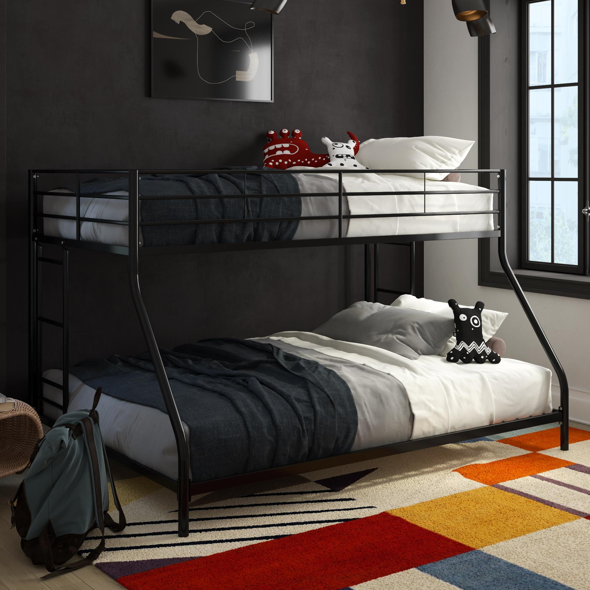 Mainstays Small Space Twin over Full Bunk Bed, Black Metal Walmart