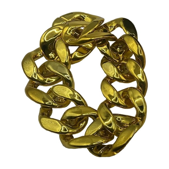 Giant Gold Chain Plastic Rapper Bling Bracelet Costume Accessory