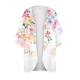 thumbnail image 3 of Kimonos Cardigan for Women's Plus Size Casual Floral Print Puff Sleeve Kimono Cardigan Loose Chiffon Cover Up Blouse Tops Beach Up to 65% off, 3 of 4