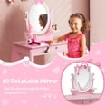 thumbnail image 5 of Spaco Kid Vanity Table Stool Set with Oval Rotatable Mirror-Pink, Girls Vanity for Girls Kids, 5 of 8