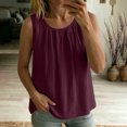 thumbnail image 2 of Women's Plain Sleeveless Tank Top Summer Oversized Crew Neck Basic Tee Tank Flowy Casual Boho Beach Vacation Tops Wine, 2 of 7