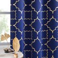 thumbnail image 3 of Junvictex Navy/Gold Blackout Window Curtain for Bedroom Moroccan Foil Metallic Print Curtains Room Darkening Energy Saving Grommet 95% Blackout Drapes,52"Wx63"L,2 Pcs, 3 of 7