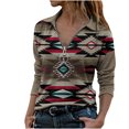 thumbnail image 1 of Mujeres Casual Folk-Custom Impreso Pullover Manga larga Cremallera Turn-down Collar Blusa Tops Sudaderas Fridja ghj987+7059, 1 of 6