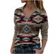thumbnail image 1 of Mujeres Casual Folk-Custom Impreso Pullover Manga larga Cremallera Turn-down Collar Blusa Tops Sudaderas Fridja ghj987+7061, 1 of 6
