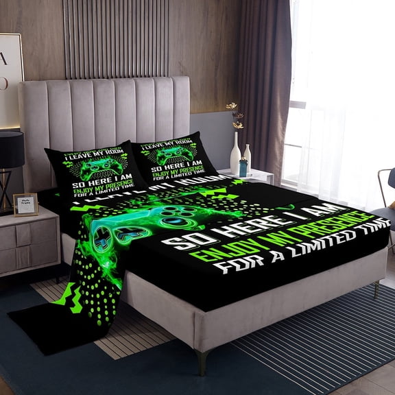 Erosebridal Gradient Gamepads Sheet Set Twin,Video Game Bedding Sets Twin Size,Abstract Geometric Twin Sheet Sets,Breathable Gamer Room Decor,3pcs