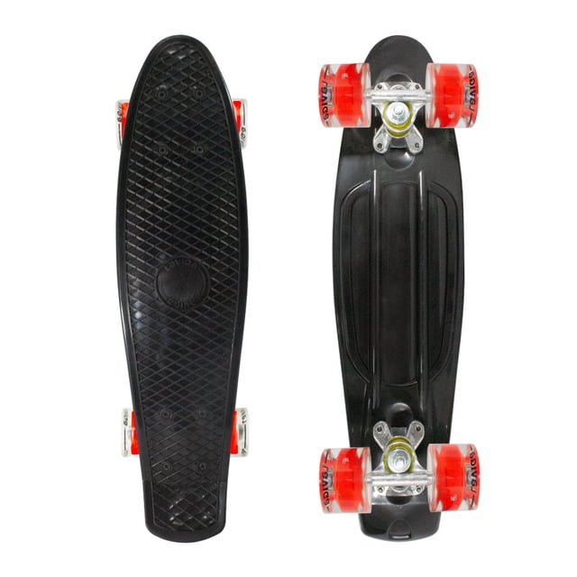 Patineta Cruiser Penny Negra Reposapiés Antiderrapante LAVIGA Llantas Rojas Plástico Resistente