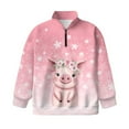 thumbnail image 4 of Uorisanigo Girls Half Zip Collar Sweatshirts Fall Fashion Cute Pink Pig Long Sleeve Pullover Crop Tops Oversized Athletic Sweaters Workout Shirts Fit Vacation Shopping Exercise Wear, 4 of 7