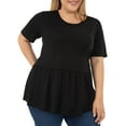 thumbnail image 6 of Wright's Women's Plus Size Short Sleeve Crew Neck Classic Peplum Top/Blouse, 1X-4X, 6 of 6
