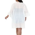thumbnail image 4 of DARING DIVA Plus Size Half Sleeve Shrugs Open Front Chiffon Tops 1X White, 4 of 6
