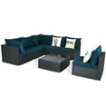 thumbnail image 1 of Gymax Set of 7 Rattan Sofa Set Sectional Conversation Furniture Set Patio Peacock Blue, 1 of 7