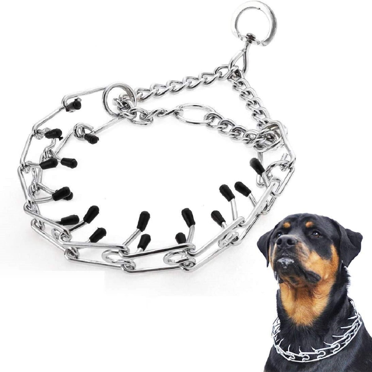 S Ultra-Plus Chrome Plated Training Collar with Quick Release Clip for Dogs Adjustable Pet Pinch Collar with Silver Plating for Small Medium Large Dogs Dog Prong Collar 