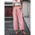 thumbnail image 6 of Women'S Casual Pants Loose Drawstring High Waist Wide Leg Beach Pants with Pockets Pink XXL, 6 of 9