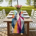 thumbnail image 4 of Colorful Rhombus 36 Inch Table Runner, Abstract Geometric Artwork Farmhouse Dresser Scarf Cotton & Linen Tablerunner for Dining/Kitchen Island/Holiday Party Décor Small 13" x 36", 4 of 9