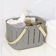 thumbnail image 5 of Latrodar Bathroom Portable Bath Basket Bath Basket Student Bath Plastic Shower Shampoo Bathroom Storage Basket Bath Basket Black Upgraded 6.8x7.6 Inch, 5 of 5