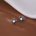 thumbnail image 6 of Solid 925 Sterling Silver Flower Stud Earrings for Women Teens Black Flower Stud Earrings Pearls, 6 of 12