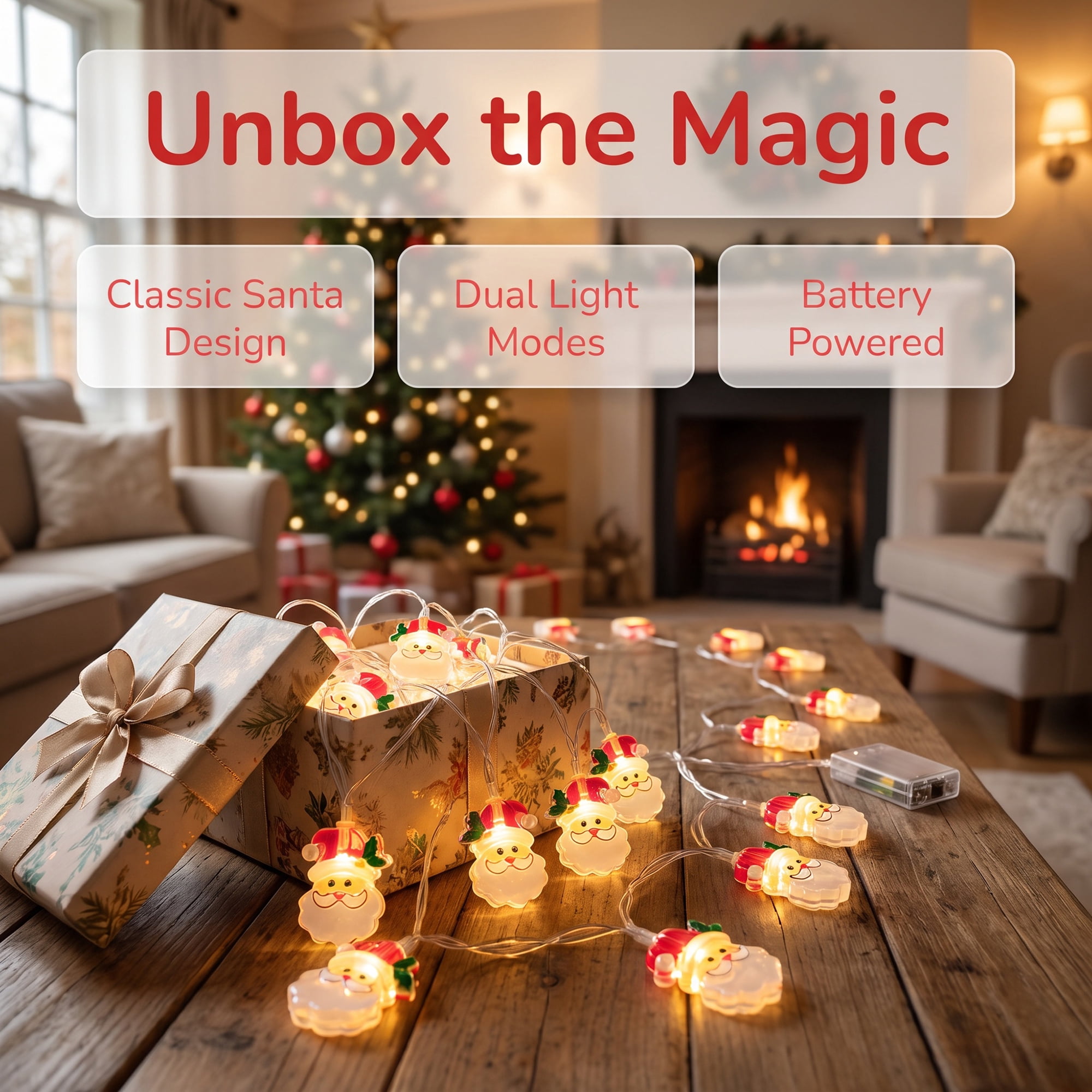 Unique Bargains Fairy Lights for Decor 9.8 ft Christmas Battery Operated Twinkle Lights