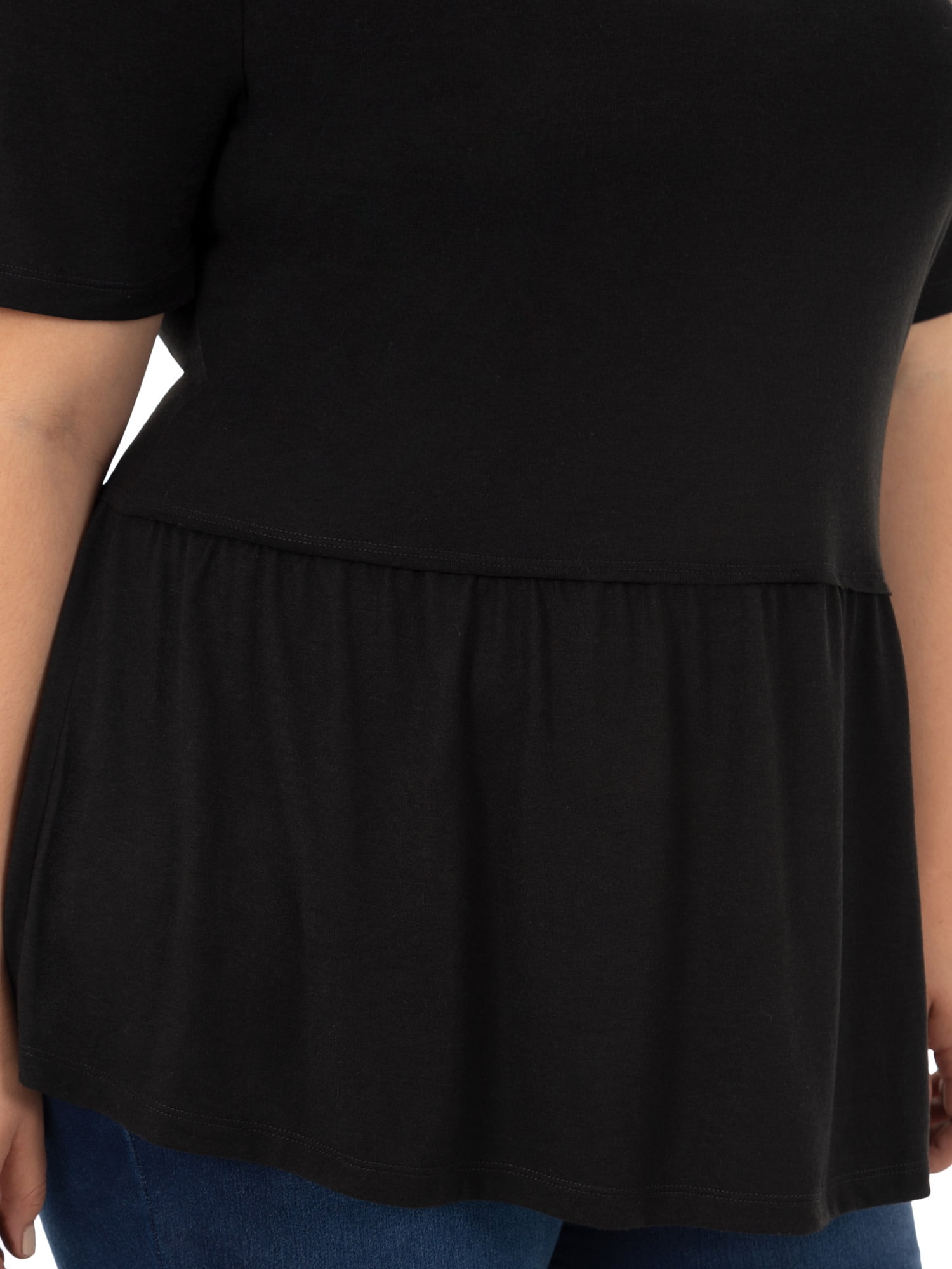Wright's Women's Plus Size Short Sleeve Crew Neck Classic Peplum Top/Blouse, 1X-4X