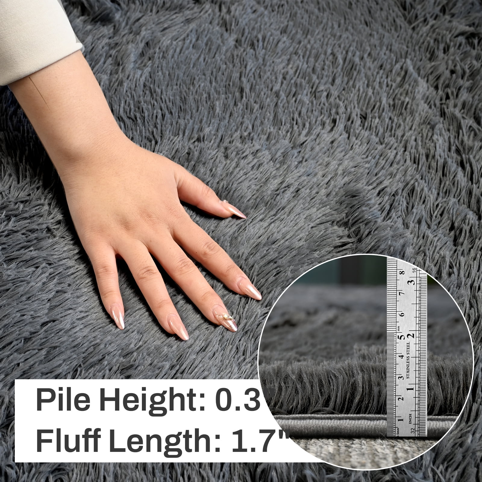 Pentantan Shag Area Rugs, 8ft x 10ft Soft Fluffy Indoor Carpet for Living Room Bedroom Decor, Dark Gray